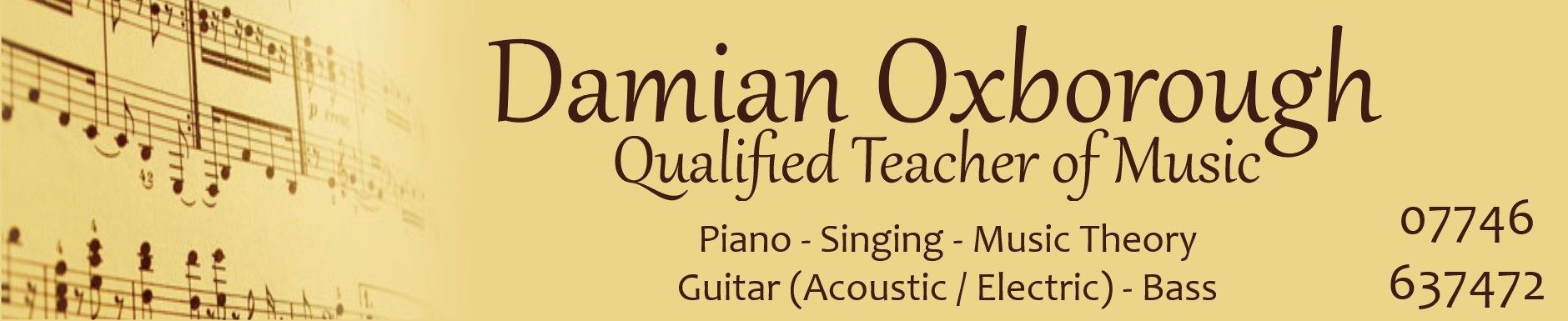 Damian Oxborough: Skipton Teacher of Music