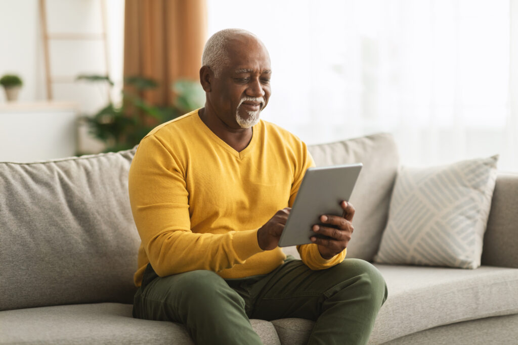 Older person reading